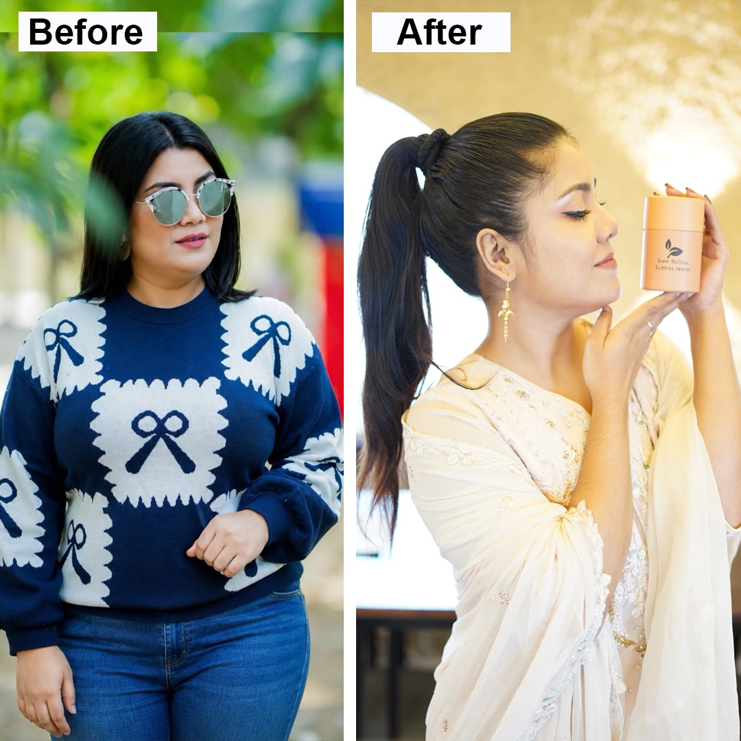 Before & After Weight Loss Transformation | Glow Natural Slimming Powder | Inner Flourish